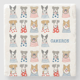 Posavasos De Piedra Dibujo Personalizado De Amantes De Perros Jugadore