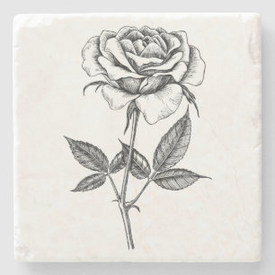 Posavasos De Piedra dibujo Rosa