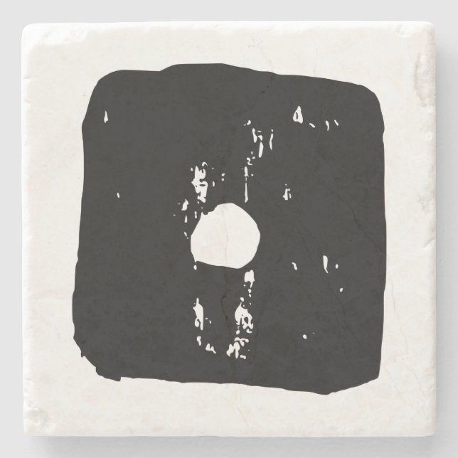 Posavasos De Piedra Dígitos en blanco y negro #1 (Anverso)