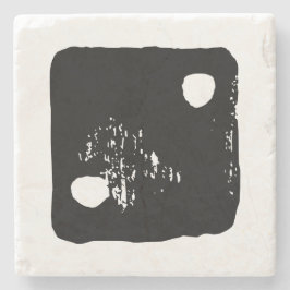 Posavasos De Piedra Dígitos en blanco y negro #2 Rústico Linocut