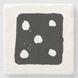 Posavasos De Piedra Dígitos en blanco y negro #5 Rústico Linocut