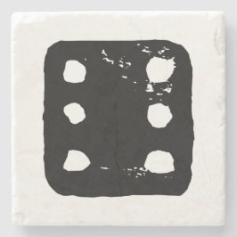 Posavasos De Piedra Dígitos en blanco y negro #6 Rústico Linocut