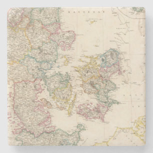 Posavasos De Piedra Dinamarca con el mapa de inserción de Islandia