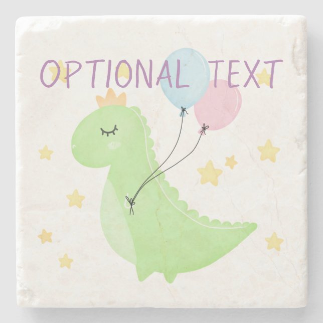 Posavasos De Piedra Dinosaurio con globos (Anverso)