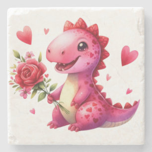 Posavasos De Piedra Dinosaurio El día de San Valentín lindo