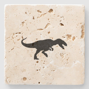 Posavasos De Piedra Dinosaurio T-Rex Tyrannosaurus Rex Silueta Negra