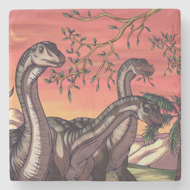 Posavasos De Piedra Dinosaurios en Dusk (Anverso)