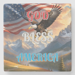 POSAVASOS DE PIEDRA DIOS BENDIGA A ESTADOS UNIDOS