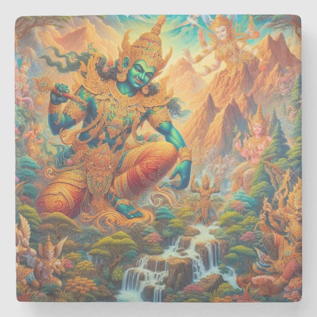 Posavasos De Piedra Dios en el Valle Celestial (Anverso)