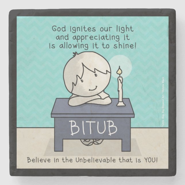 Posavasos De Piedra Dios enciende nuestra luz (Anverso)