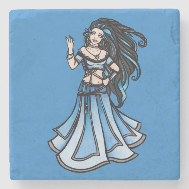 Posavasos De Piedra Diosa bailarina Belly de invierno (Anverso)