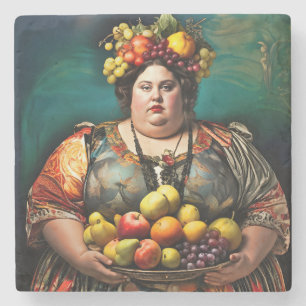 Posavasos De Piedra "Diosa de la indulgencia excesiva" retrato colorid