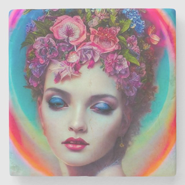 Posavasos De Piedra Diosa de las flores (Anverso)