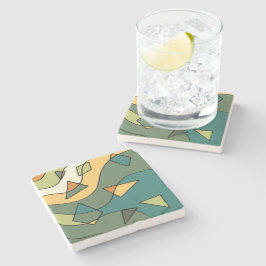 Posavasos De Piedra diseño abstracto vintage dibujado a mano