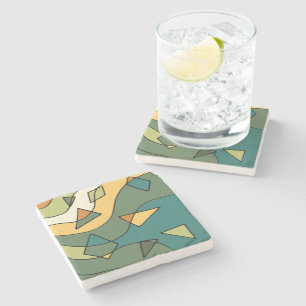 Posavasos De Piedra diseño abstracto vintage dibujado a mano   
