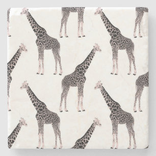 Posavasos De Piedra Diseño blanco animal de jirafa rosa y negra
