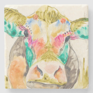Posavasos De Piedra Diseño colorido de la vaca