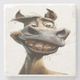 Posavasos De Piedra diseño de arte burro divertido