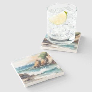 Posavasos De Piedra Diseño de arte de fondo de pintura de color de agu