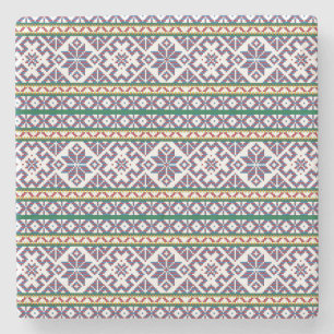 Posavasos De Piedra Diseño de arte folclórico multicolor tribal