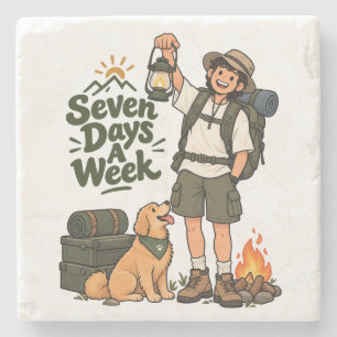 Posavasos De Piedra Diseño de aventura de camping siete días a la sema
