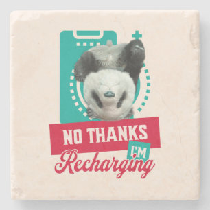 Posavasos De Piedra Diseño de Batería Social Panda Agotado Introvertid