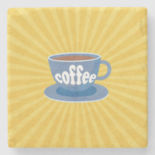 Posavasos De Piedra Diseño de café retro
