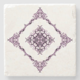 Posavasos De Piedra Diseño de diamantes fractales púrpura de inspiraci