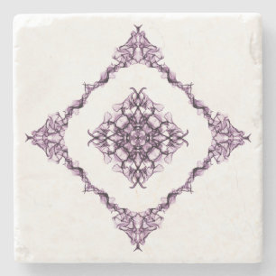 Posavasos De Piedra Diseño de diamantes fractales púrpura de inspiraci