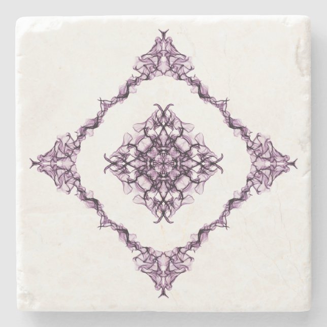Posavasos De Piedra Diseño de diamantes fractales púrpura de inspiraci (Anverso)