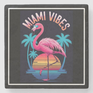 Posavasos De Piedra Diseño de Flamenco de Verano de Vibraciones de Mia