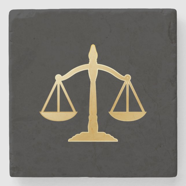 Posavasos De Piedra Diseño de Golden Scales of Justice Law (Anverso)