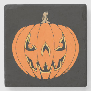 Posavasos De Piedra Diseño de Halloween de Jack-o'-Lantern espeluznant
