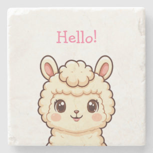 Posavasos De Piedra Diseño de ilustración de llama adorable