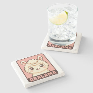 Posavasos De Piedra Diseño de ilustración de llama adorable