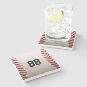 Posavasos De Piedra Diseño de jugador de béisbol con número de jersey