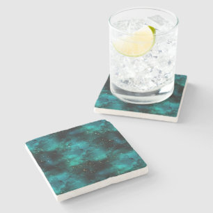 Posavasos De Piedra Diseño de la serie Galaxia Verde azulada 1