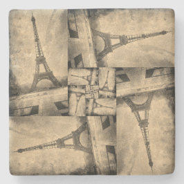Posavasos De Piedra Diseño de la Torre Eiffel de la Viñeta de la Seman