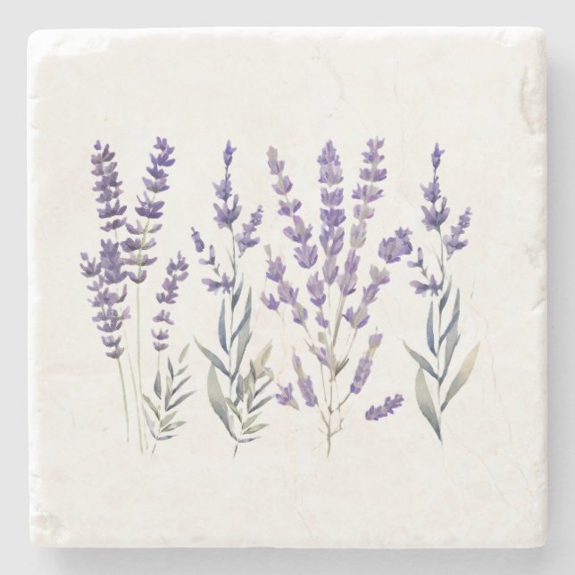 Posavasos De Piedra Diseño de lavanda francés (Anverso)