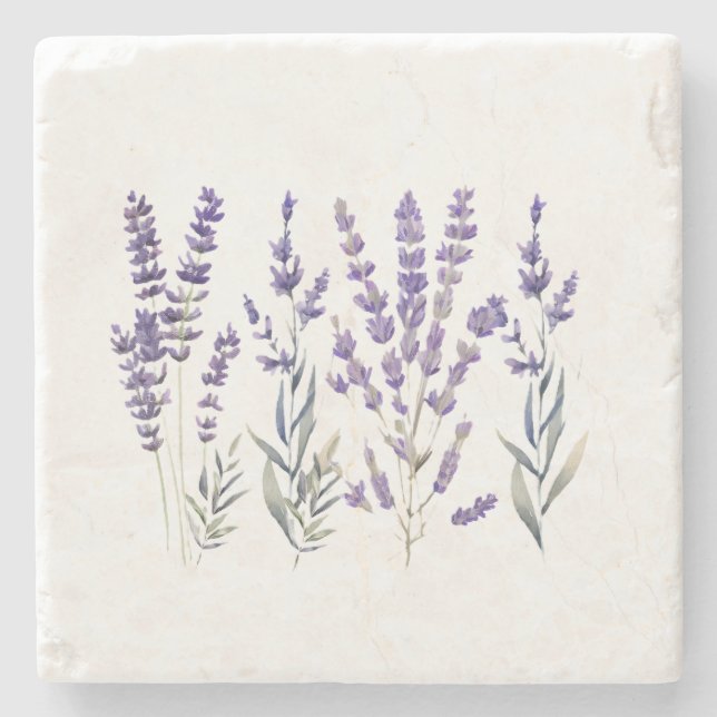 Posavasos De Piedra Diseño de lavanda francés (Anverso)
