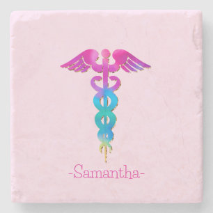 Posavasos De Piedra Diseño de logotipos médicos coloridos y encantador