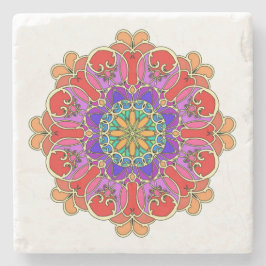 Posavasos De Piedra Diseño de Mandala en tonos de joyas ricos