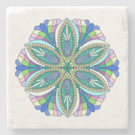 Posavasos De Piedra Diseño de mandala en tonos pastel suaves