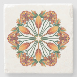 Posavasos De Piedra Diseño de Mandala floral, guirnalda otoñal