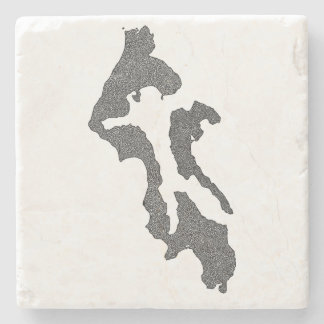 Posavasos De Piedra Diseño de mapa del condado de isla de Whidbey Isla