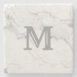 Posavasos De Piedra Diseño de mármol con letra inicial simple