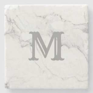 Posavasos De Piedra Diseño de mármol con letra inicial simple