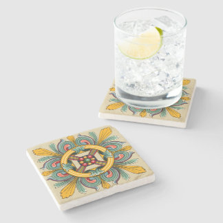 Posavasos De Piedra Diseño de mosaico victoriano de Beeswax