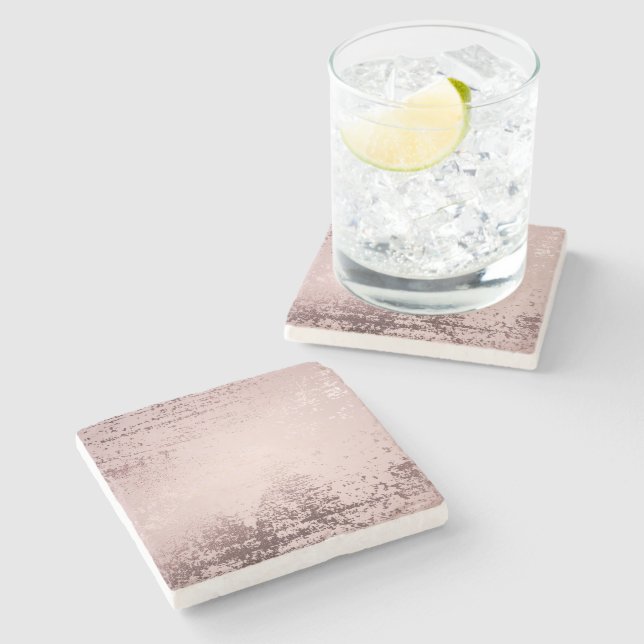 Posavasos De Piedra Diseño de oro rosa de lujo (Lateral)