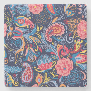 Posavasos De Piedra Diseño de patrón incomparable de Paisley Vintage